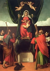 Madonna and Child Enthroned with Four Saints, 1546